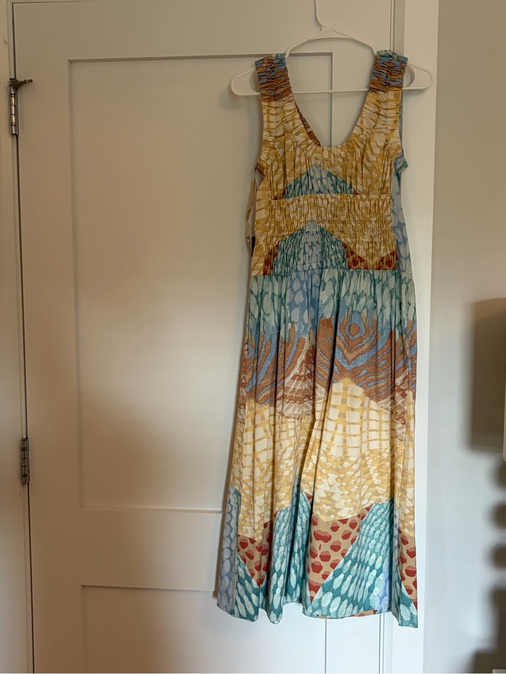White House Black Market Sleeveless Maxi Dress in Yellow, Teal and Rust
